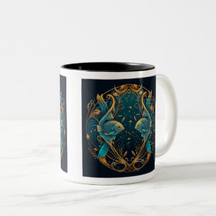 Taza Bicolor Pisces Design Dos Tones Mug, 11 oz