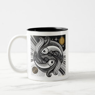Taza Bicolor Pisces Zodiac Café negro y blanco Mug