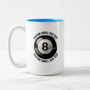 Taza Bicolor Piscina 8 Bolas & Texto Pequeño AZUL CLARO 15oz Pe