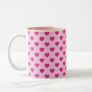 Taza Bicolor Pista del patrón cardíaco de Fuchsia Preppy y2k Es