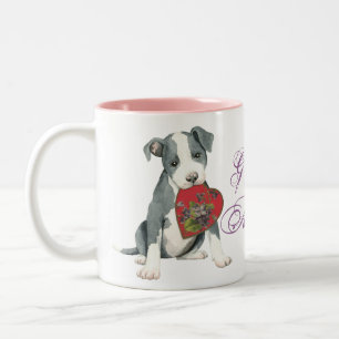 Taza Bicolor Pit Bull Heart Mom