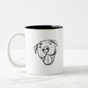 Taza Bicolor pit bull sonriente digital dibujado a mano