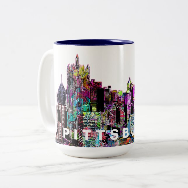 Taza Bicolor Pittsburgh, Pennsylvania en graffiti (Anverso izquierdo)