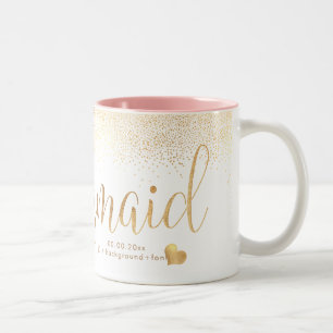 Taza Bicolor PixDezines Bridesmaid/Faux Gold Confetti