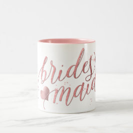 Taza Bicolor PixDezines Bridesmaid/Faux Rosa Gold/Modern Script