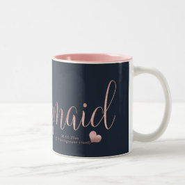 Taza Bicolor PixDezines Bridesmaid/Faux Rosa Oro+Azul de la Mar