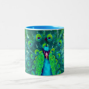 Taza Bicolor PixDezines pavo real/verde azulado/azul acuático
