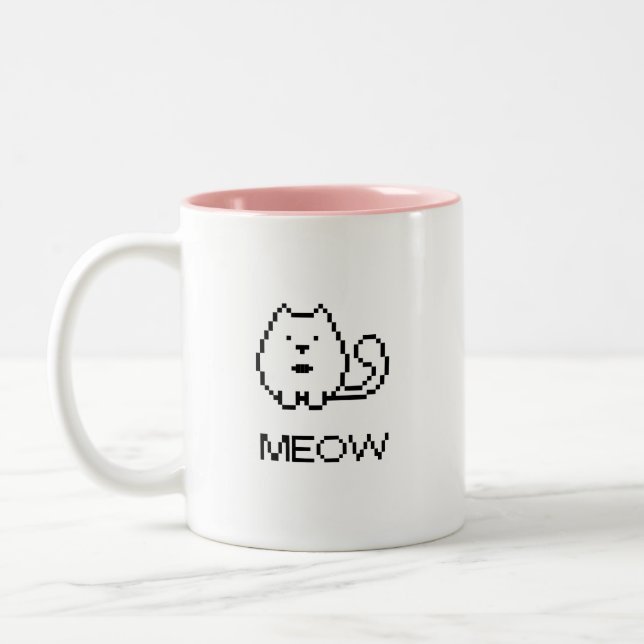 Taza Bicolor Pixel Cat Meow (Izquierda)