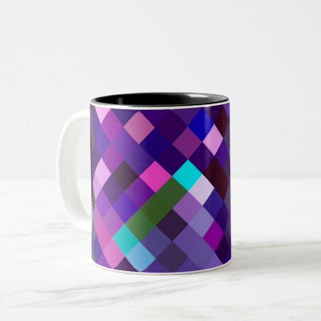 Taza Bicolor Pixelated Pattern - Purple (Anverso izquierdo)