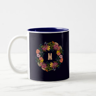 Taza Bicolor Pizarra de flores de yeso rosa y amarillo