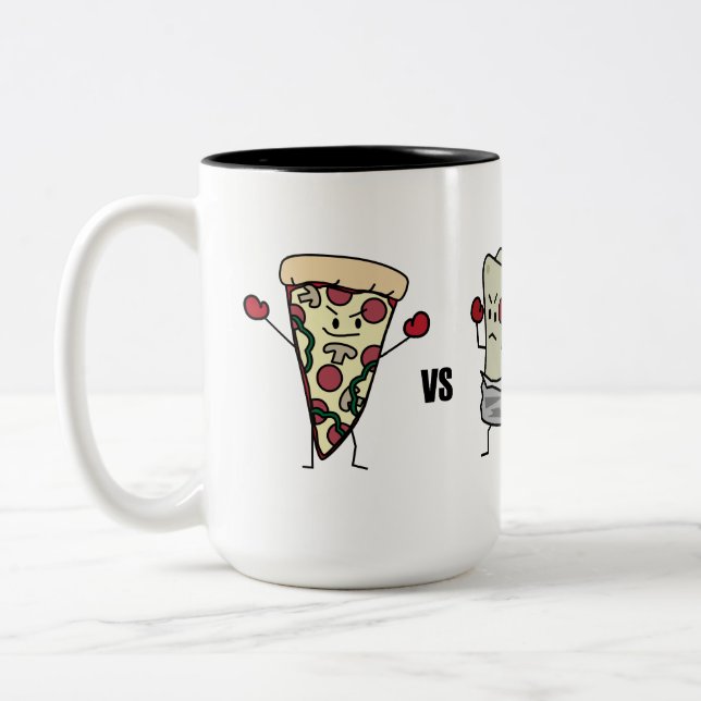 Taza Bicolor Pizza de salchichones CONTRA el Burrito: Mexicano (Izquierda)