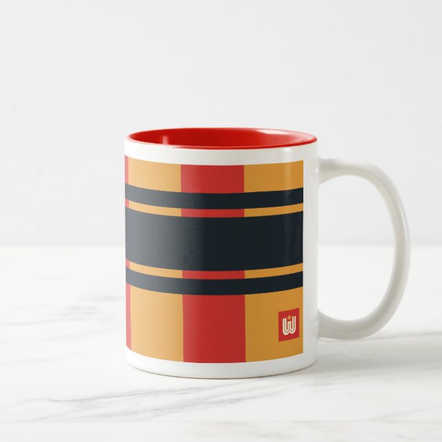 Taza Bicolor Placa azul amarillo rojo negrita (Derecha)