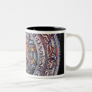 Taza Bicolor Placa de Delft con las vistas de la torre de