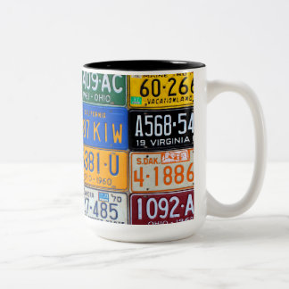 Taza Bicolor Placas de los E.E.U.U. - historia americana