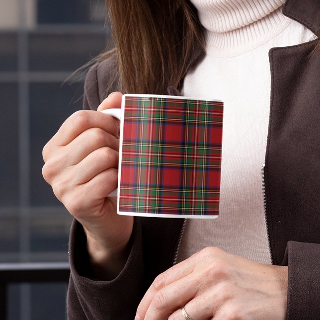 Taza Bicolor Plaid Clan Stewart Red Green Tartán (Rustic Plaid Stewart Tartan Two-Tone Maroon 11oz Coffee Mug)