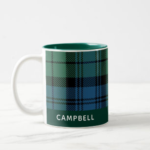 Taza Bicolor Plaid Personalizado Clan Campbell Tartán Rústico