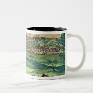 Taza Bicolor Plan de ciudad de Grodno, de 'Civitates Orbis