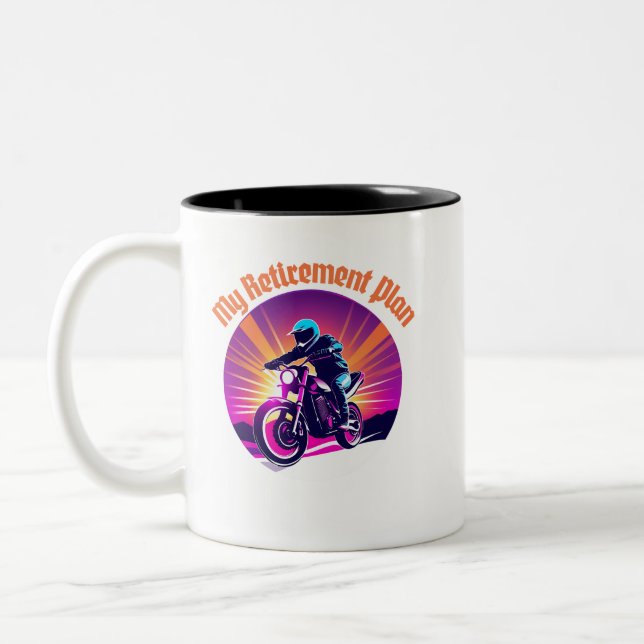 Taza Bicolor Plan de Jubilación Viajando Mi Motocicleta (Izquierda)