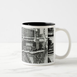 Taza Bicolor Plan del jardín y vista de las casas en Chisw