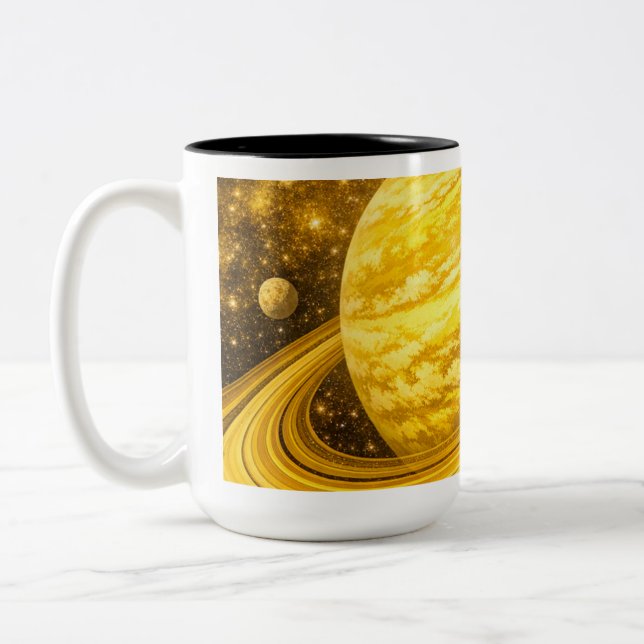 Taza Bicolor Planeta Amarillo con Anillos (Izquierda)