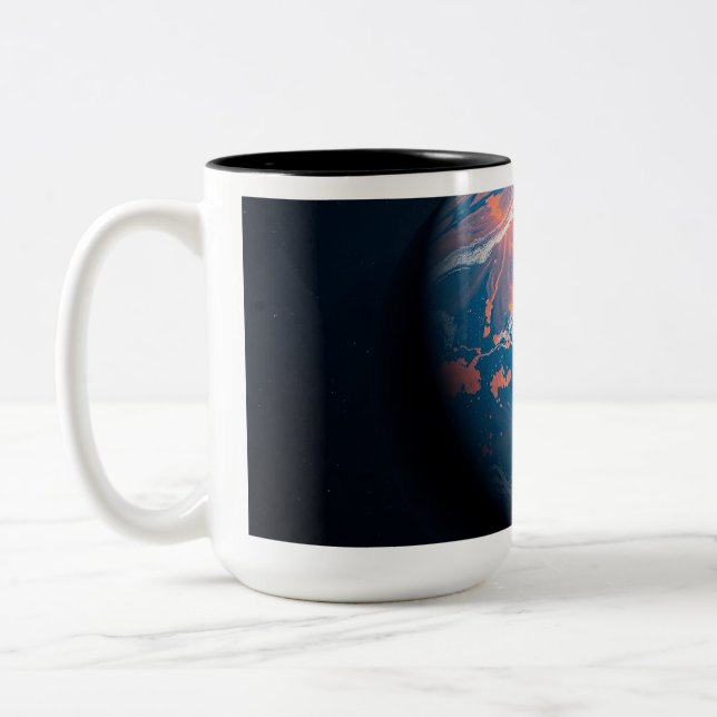 Taza Bicolor Planeta naranja y azul (Izquierda)