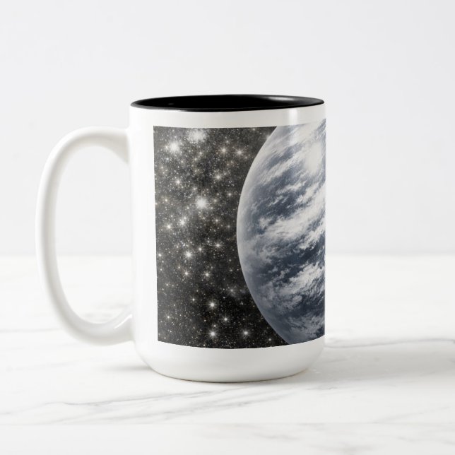 Taza Bicolor Planeta Plateado en el Espacio Exterior (Izquierda)