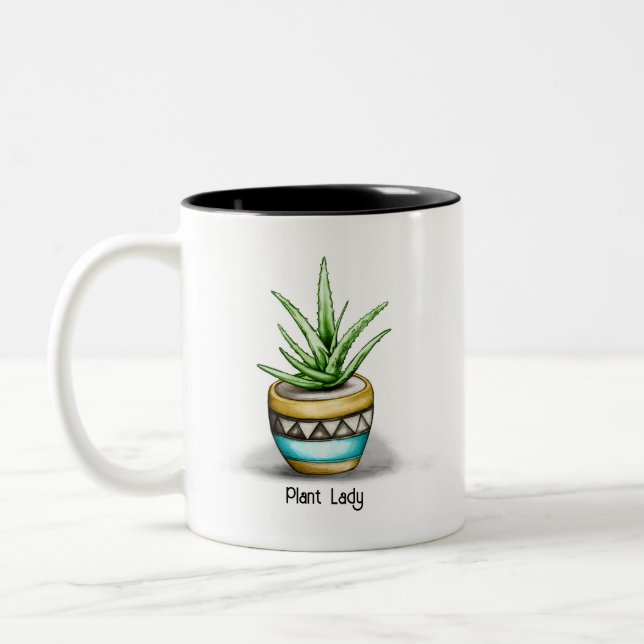 Taza Bicolor Plant Lady, planta Aloe (Izquierda)