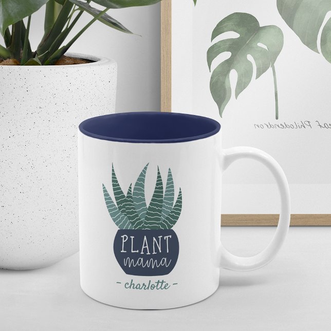 Taza Bicolor Plantar mamá | Amantes de las plantas personalizad (Subido por el creador)