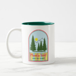 Taza Bicolor Plantar un árbol, salvar el planeta, moderno, Guay