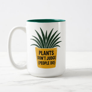 Taza Bicolor Plantas Divertidas No Juzgan Arte de Sello de Tint