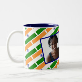 Taza Bicolor Plantilla de foto de FLAG de INDIA Añadir el texto