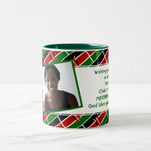 Taza Bicolor Plantilla de fotos de FLAG de KENYA Añade tu texto