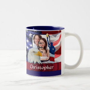 Taza Bicolor Plantilla de fotos de iconos norteamericanos patri
