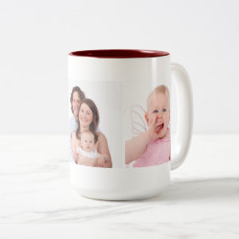 Taza Bicolor Plantilla de tres fotos familiares personalizada