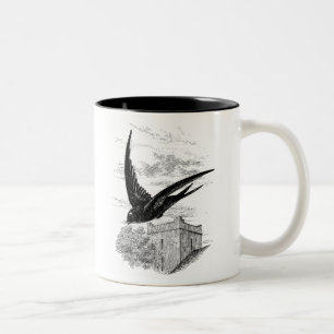 Taza Bicolor Plantilla rápida del ilustracion del pájaro del
