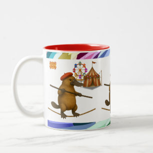 Taza Bicolor Plato ornitorrinco equilibrista