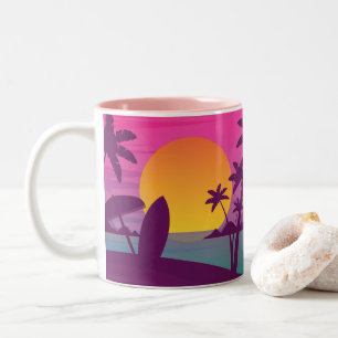 Taza Bicolor Playa de surf morada