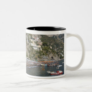 Taza Bicolor Playa en Positano, Campania, Italia