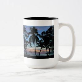 Taza Bicolor Playa tropical en la puesta del sol
