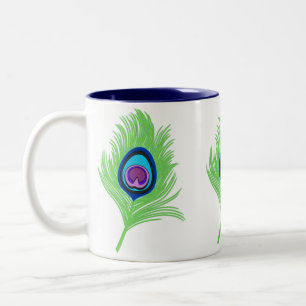 Taza Bicolor Pluma de pavo real azul y lima