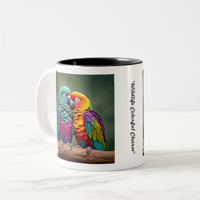 Taza Bicolor "Plumage vibrante de loro" (Anverso izquierdo)