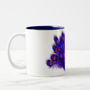 Taza Bicolor Plumas de pavo real