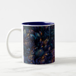 Taza Bicolor plumas de pavo real superpuestas