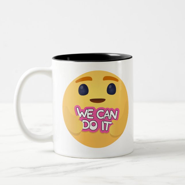 Taza Bicolor Podemos hacerlo, cuidando Emojis (Izquierda)