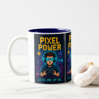 Taza Bicolor Poder de Pixel – Subiendo de Nivel en la Vida Real