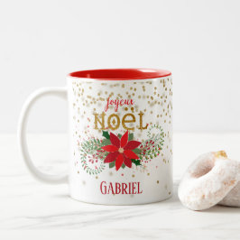 Taza Bicolor Poinsettia, Purpurina de oro de Joyeux Noel