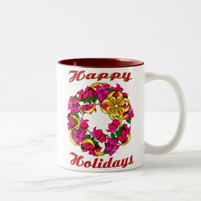 Taza Bicolor Poinsettia Wreath Mug (Derecha)