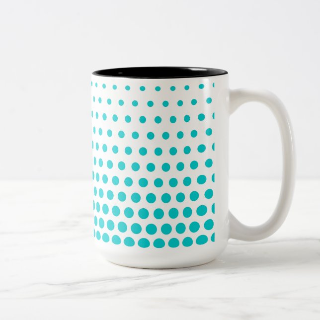 Taza Bicolor Polka turquesa con puntos blancos modernos (Derecha)