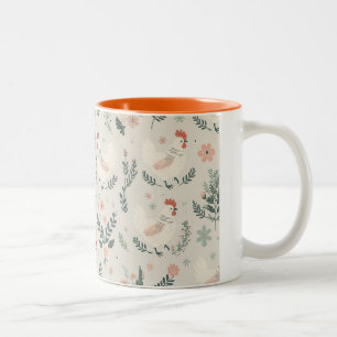 Taza Bicolor Pollo en el jardín