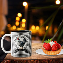 Pollo rústico de gallo de campo BW Gingham Checks